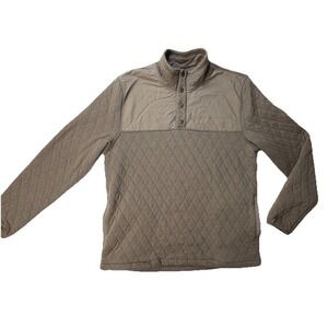 Quilted Quarter Snap Pullover Lone‎ Sleeve Men's Large Stone Gray Beige